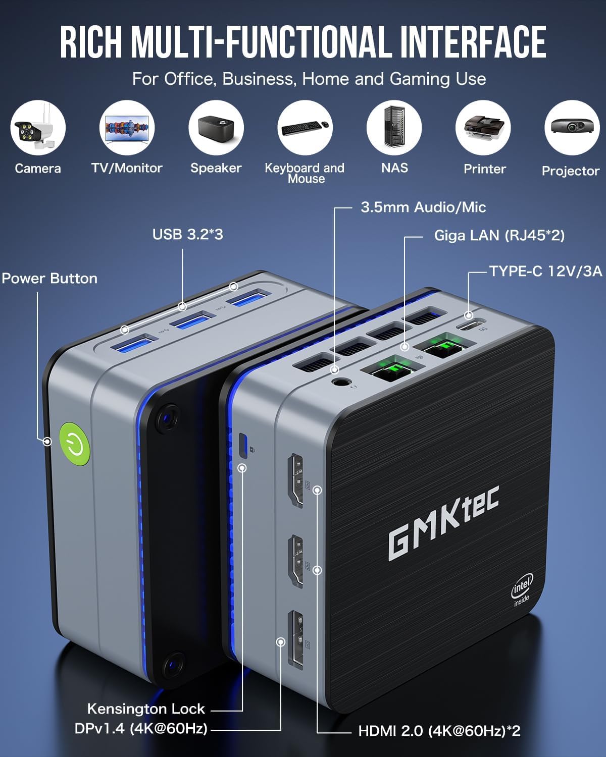 GMKtec 데스크톱 미니 PC 인텔 N100 윈도우 11 Pro 12GB DDR5 256GB